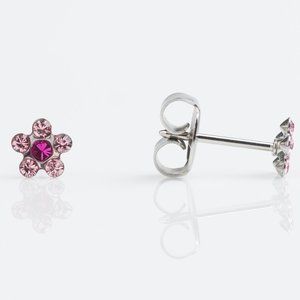 Studex Stainless steel Daisy Light Rose Fuchsia Ear Piercing Earrings